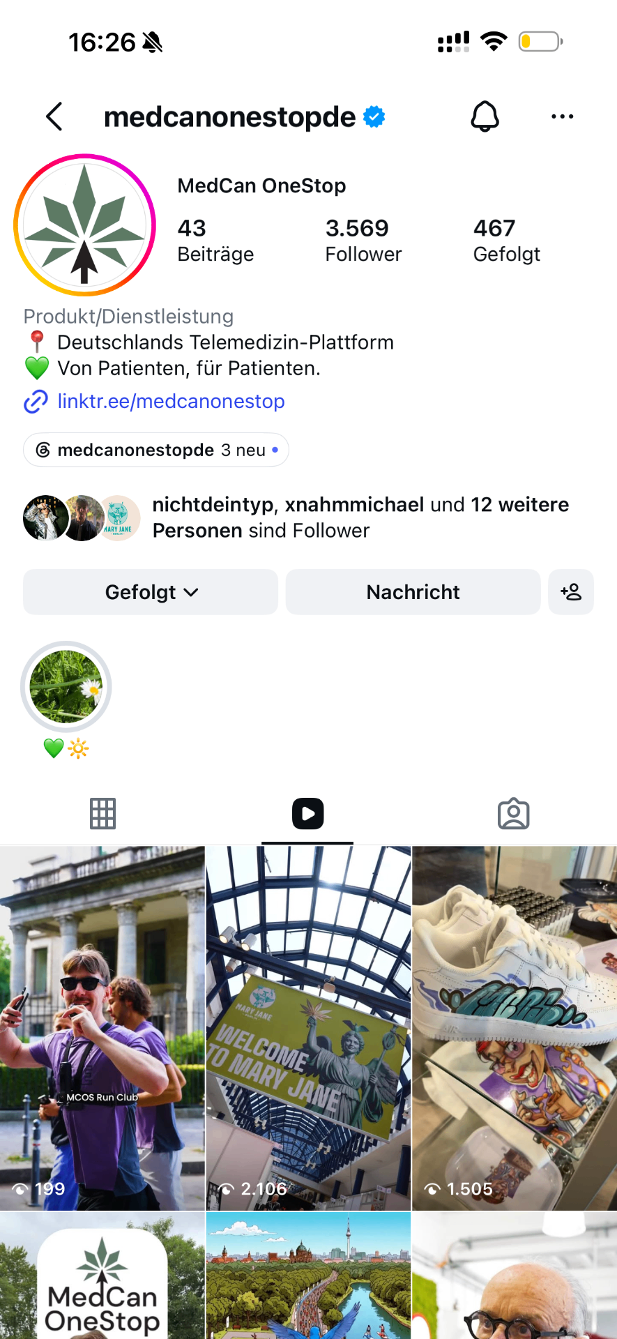 MCOS Instagram-Profil @medcanonestopde